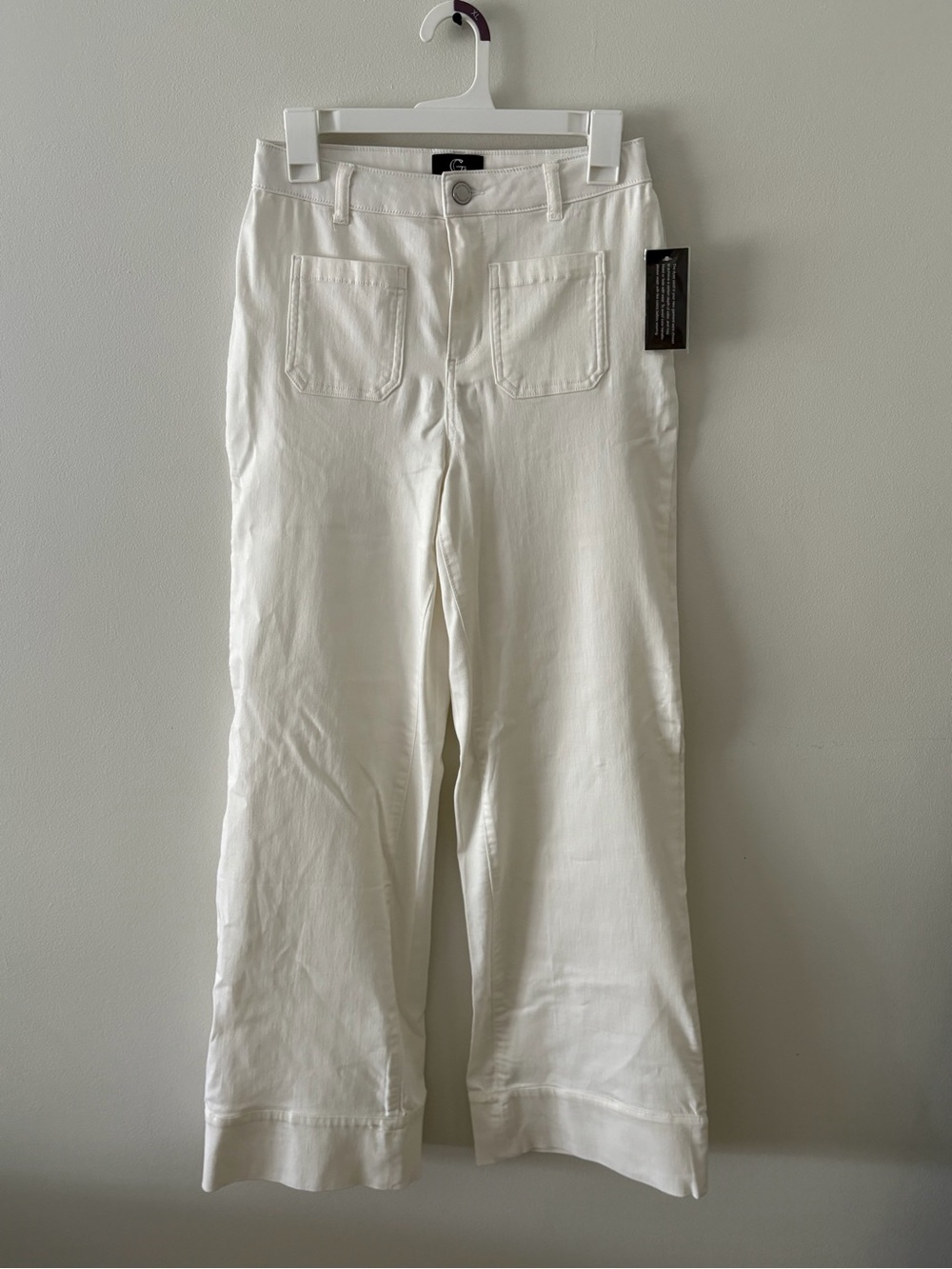 G by Giuliana Clean White High-Rise Wide Leg Jeans